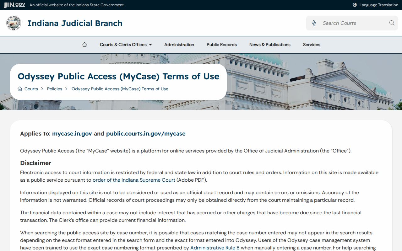 Fulton County case search MyCase terms of use