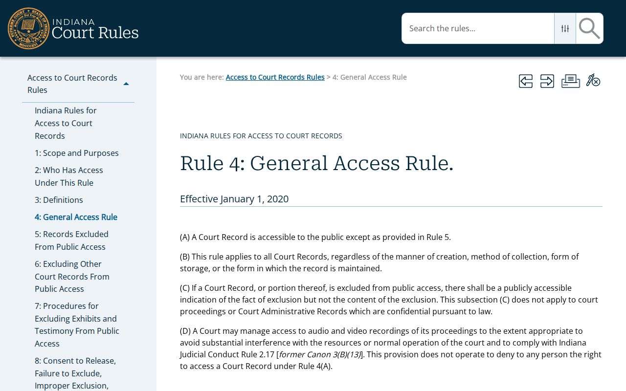 Fulton County civil docket public access under Indiana Rule 4