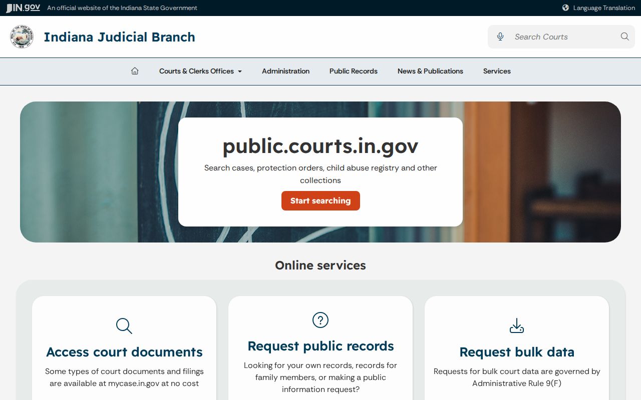 Indiana public court records guidance for Fulton County