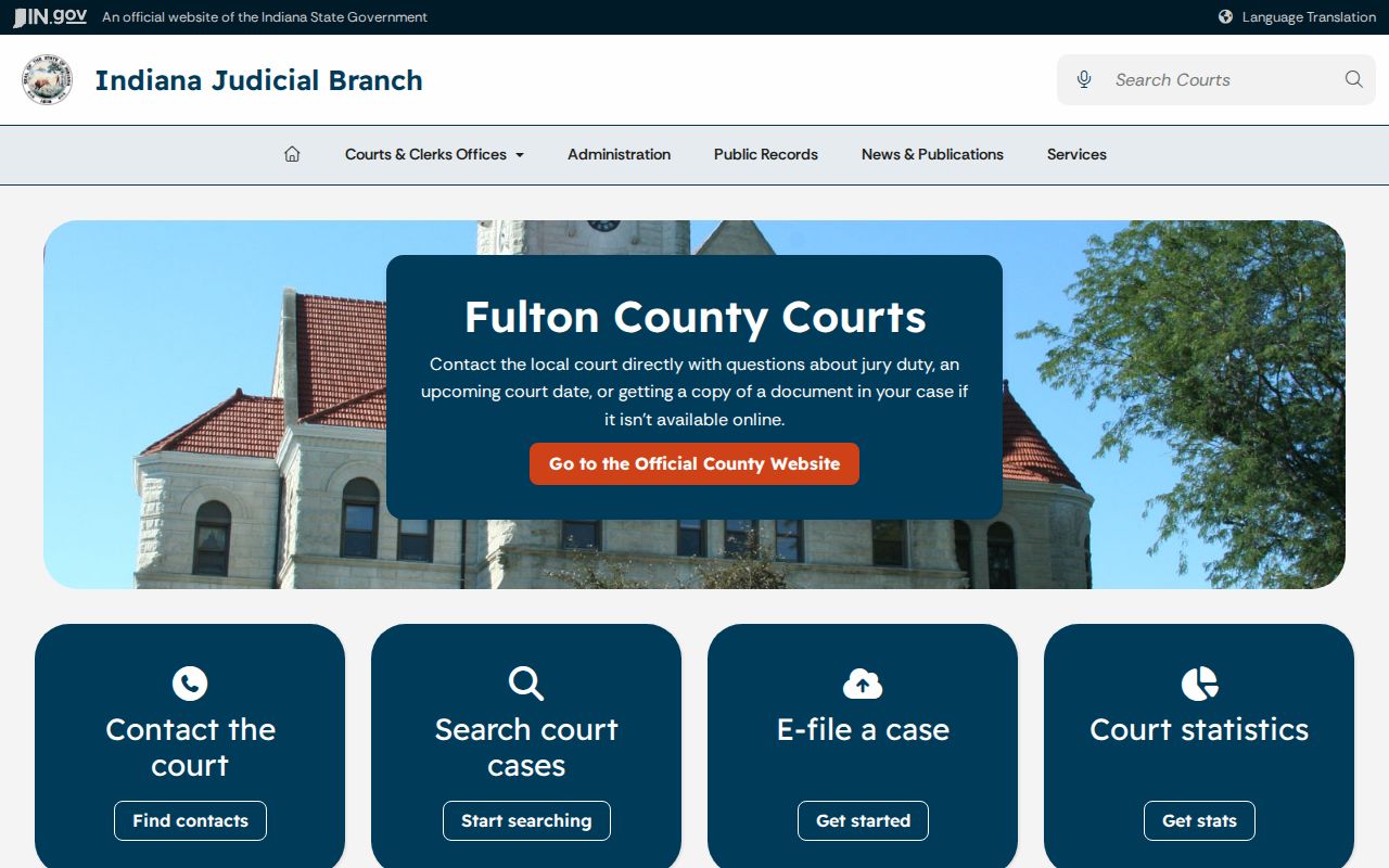 Fulton County court docket overview from Indiana Judicial Branch