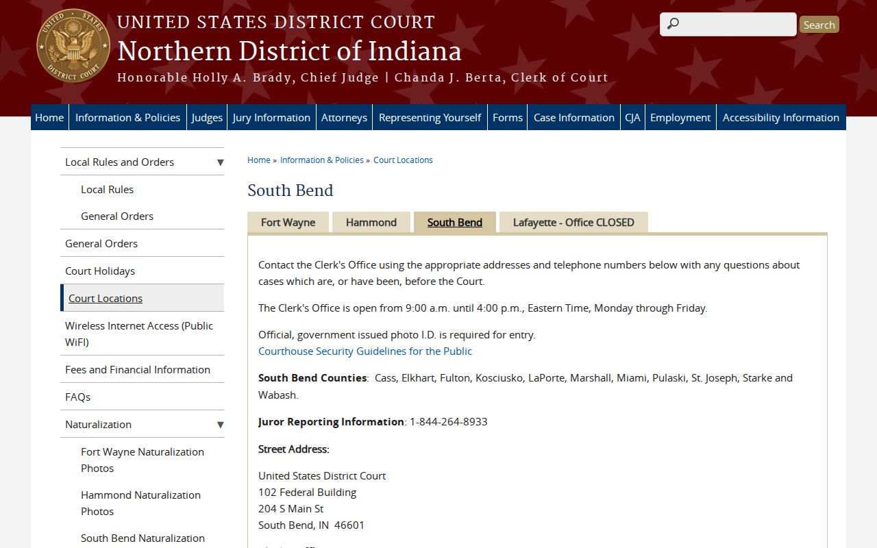 Rochester court docket federal South Bend division boundary